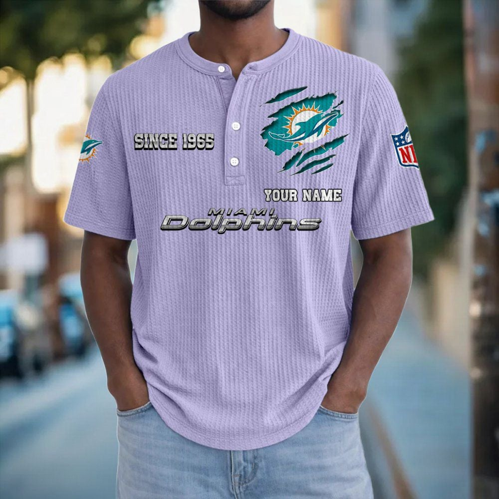 MIA x NFL Crew Neck Button Henley Tshirt 0405 DatND DVT