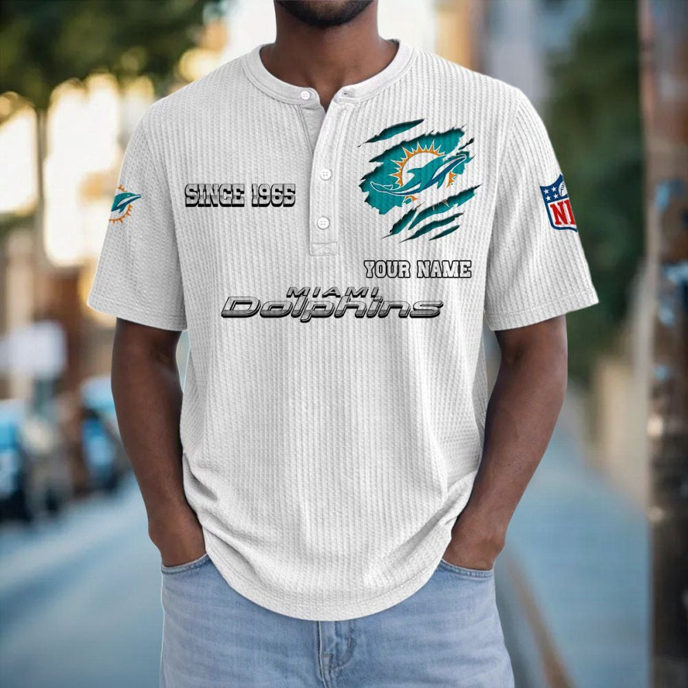 MIA x NFL Crew Neck Button Henley Tshirt 0405 DatND DVT