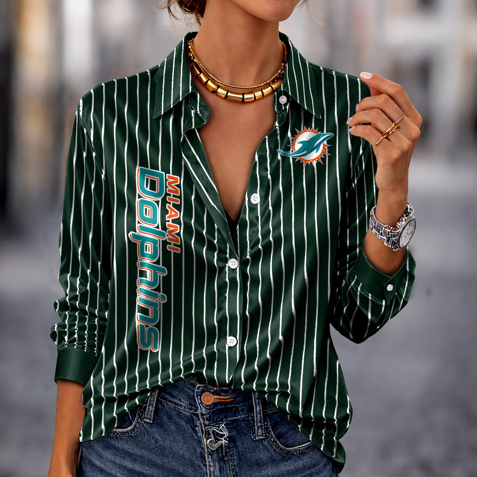 MIA x NFL Premium Stripe Shirt DATND TANTD 010426 Green