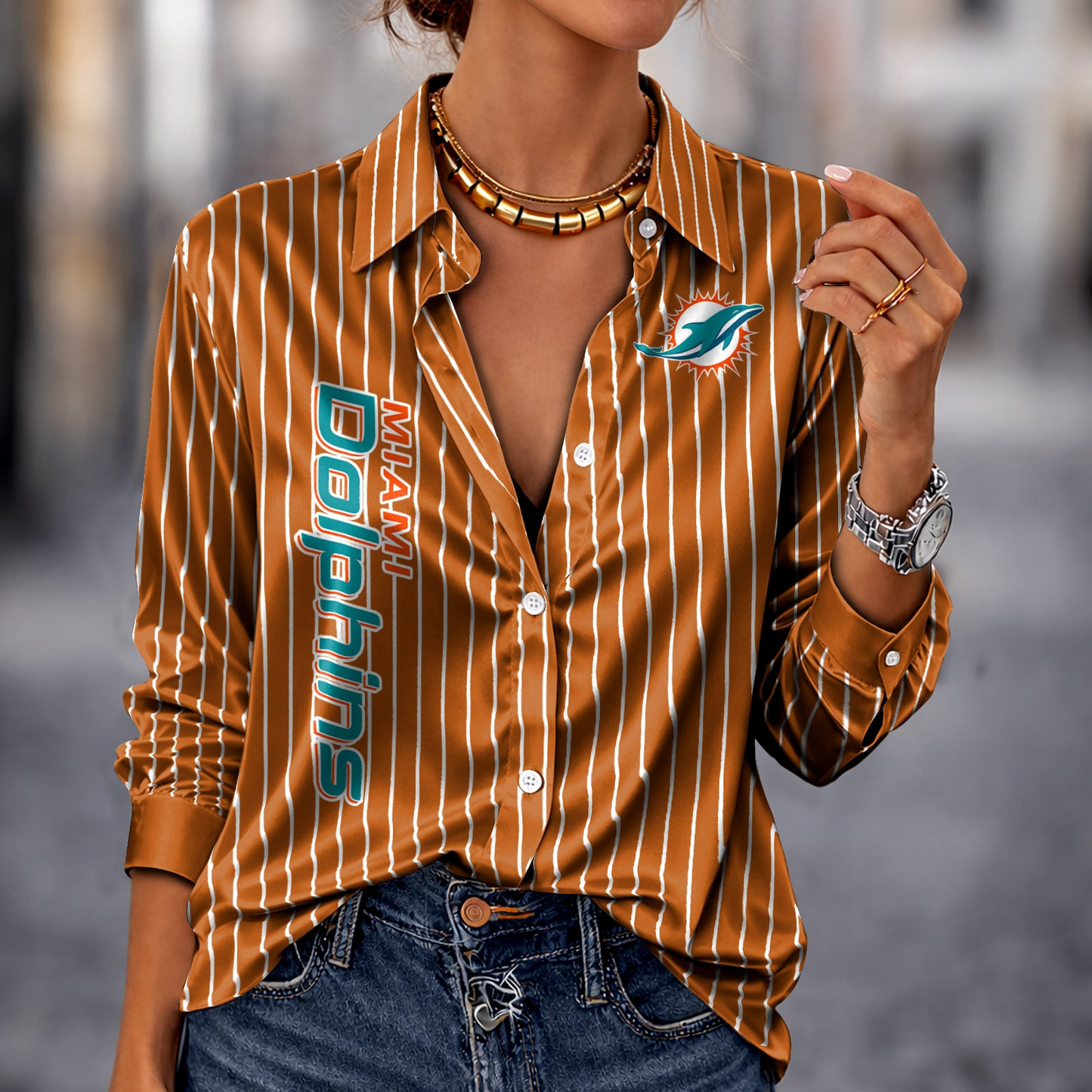 MIA x NFL Premium Stripe Shirt DATND TANTD 010426 Orange