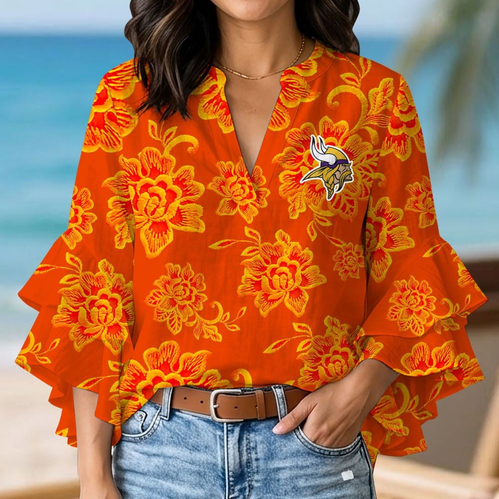MIN x NFL 3D V-Neck Lotus Trim Women's TShirt 2004 DatND DVT