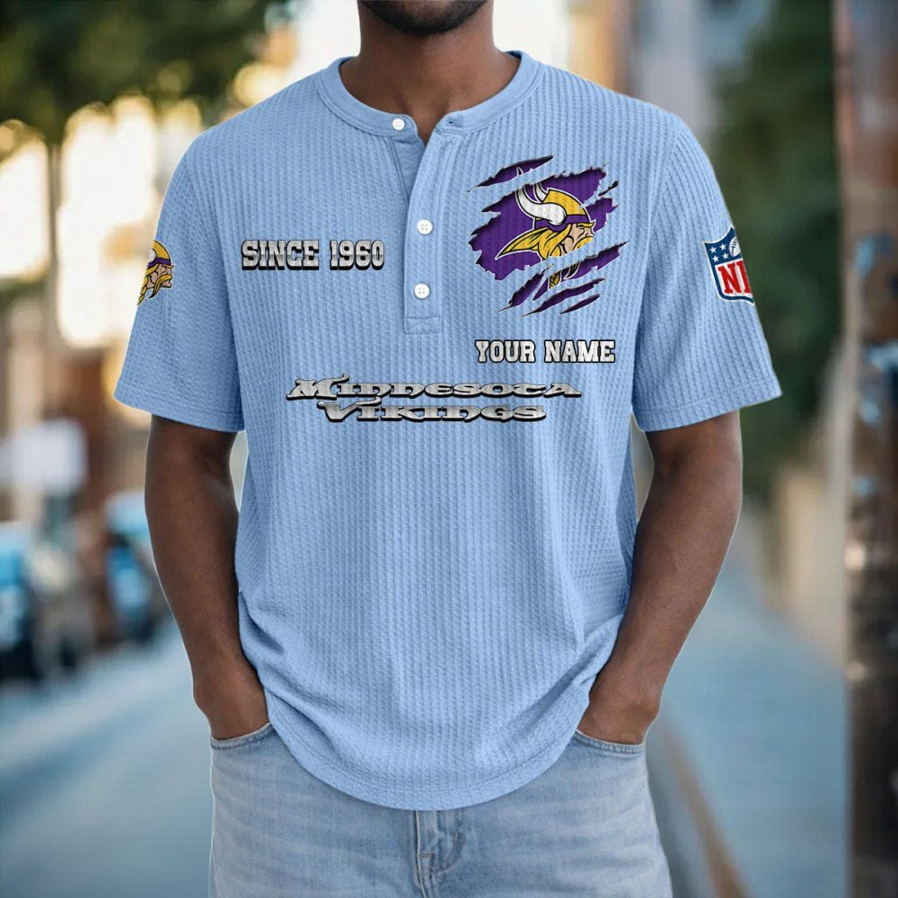 MIN x NFL Crew Neck Button Henley Tshirt 0405 DatND DVT