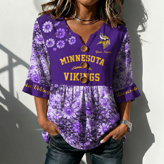 MIN x NFL Floral V-neck Babydoll Shirt DATND TANTD 210426