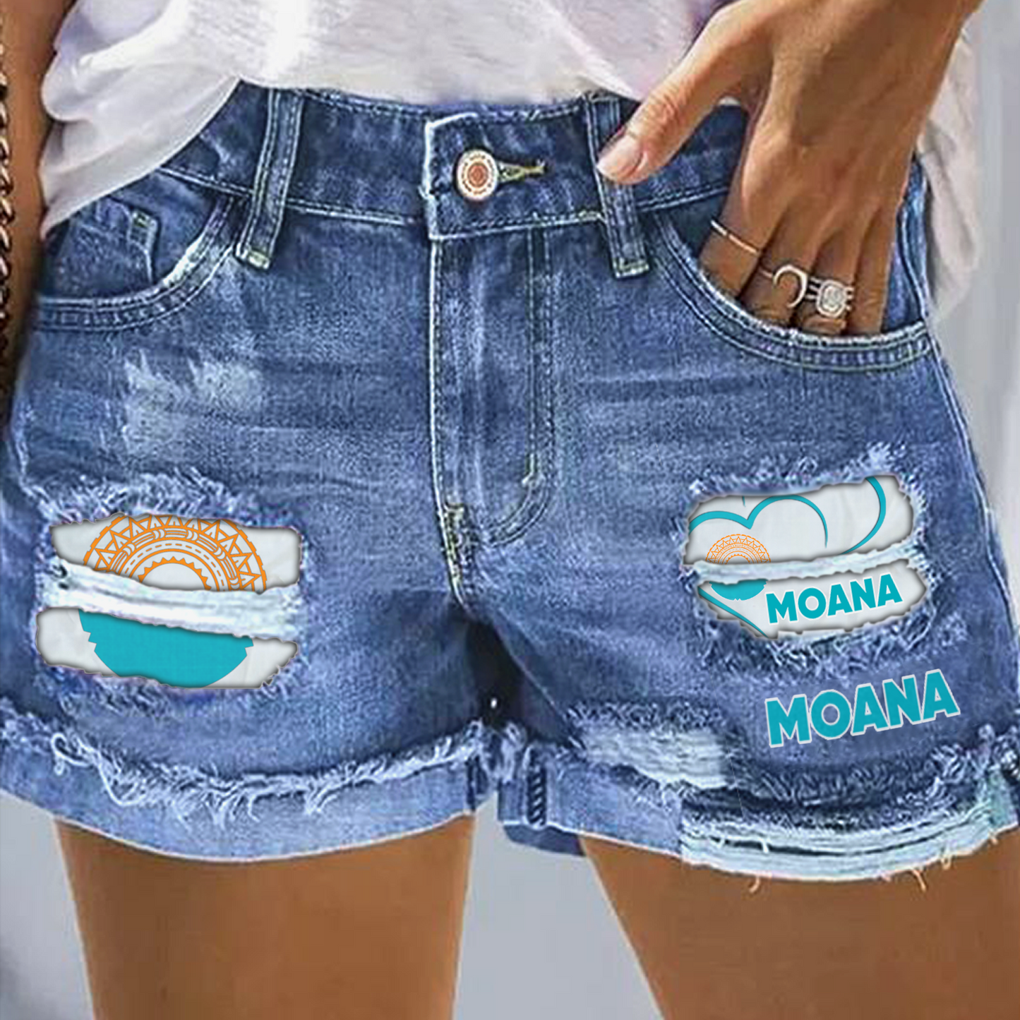MOA x SPR Rip Print Fashion Denim Shorts 0904 DatND DVT