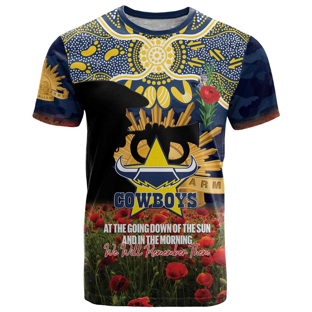 NQC x NRL Rugby ANZAC Day Women V-Neck T-Shirt Last Post Poppy We Will Remember Them DatND DVT