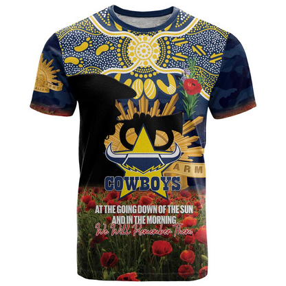 NQC x NRL Rugby ANZAC Day Women V-Neck T-Shirt Last Post Poppy We Will Remember Them DatND DVT