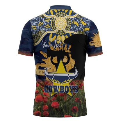 NQC x NRL Rugby ANZAC Day Zipper Polo Shirt Last Post Poppy We Will Remember Them LT14 DatND DVT