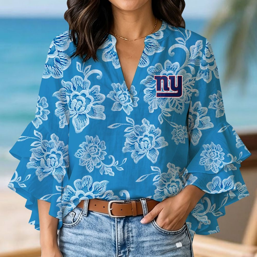NYG x NFL 3D V-Neck Lotus Trim Women's TShirt 2004 DatND DVT