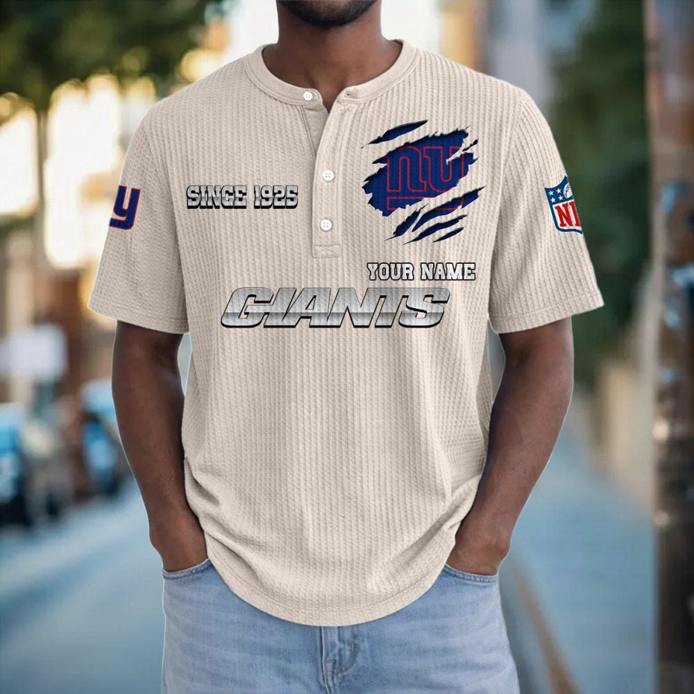NYG x NFL Crew Neck Button Henley Tshirt 0405 DatND DVT