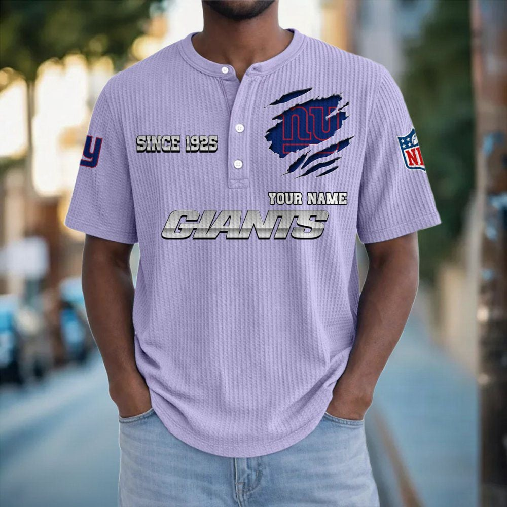 NYG x NFL Crew Neck Button Henley Tshirt 0405 DatND DVT