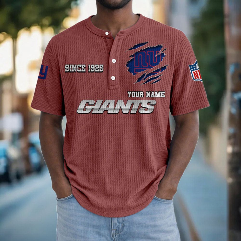 NYG x NFL Crew Neck Button Henley Tshirt 0405 DatND DVT