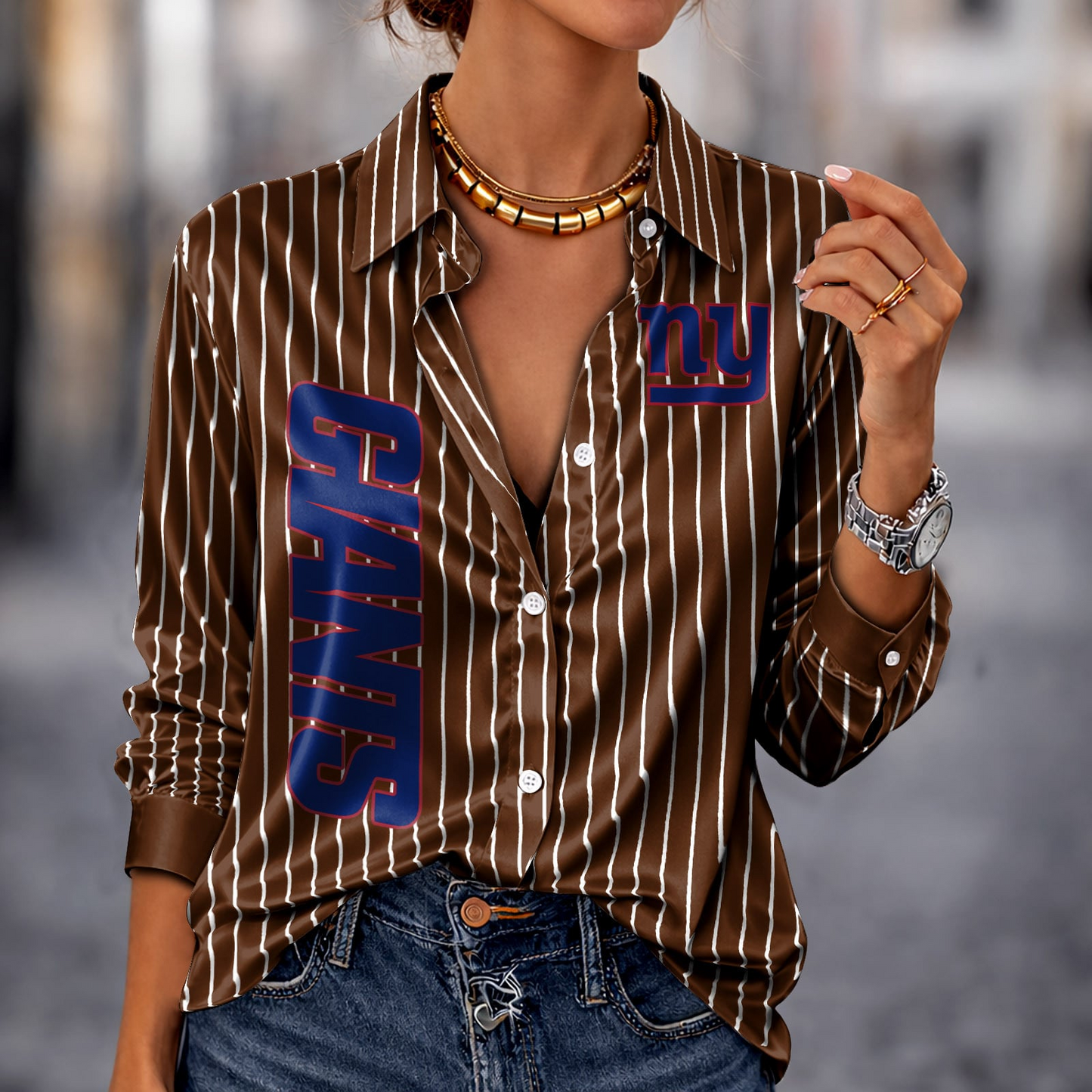 NYG x NFL Premium Stripe Shirt DATND TANTD 010426 Brown