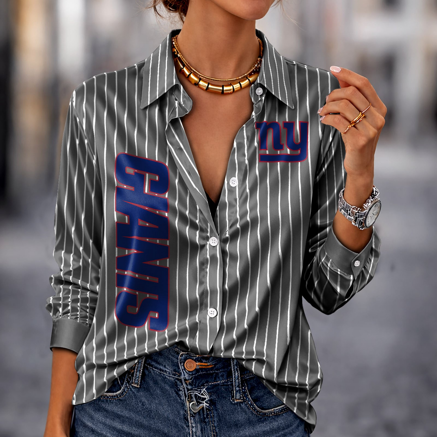 NYG x NFL Premium Stripe Shirt DATND TANTD 010426 Grey