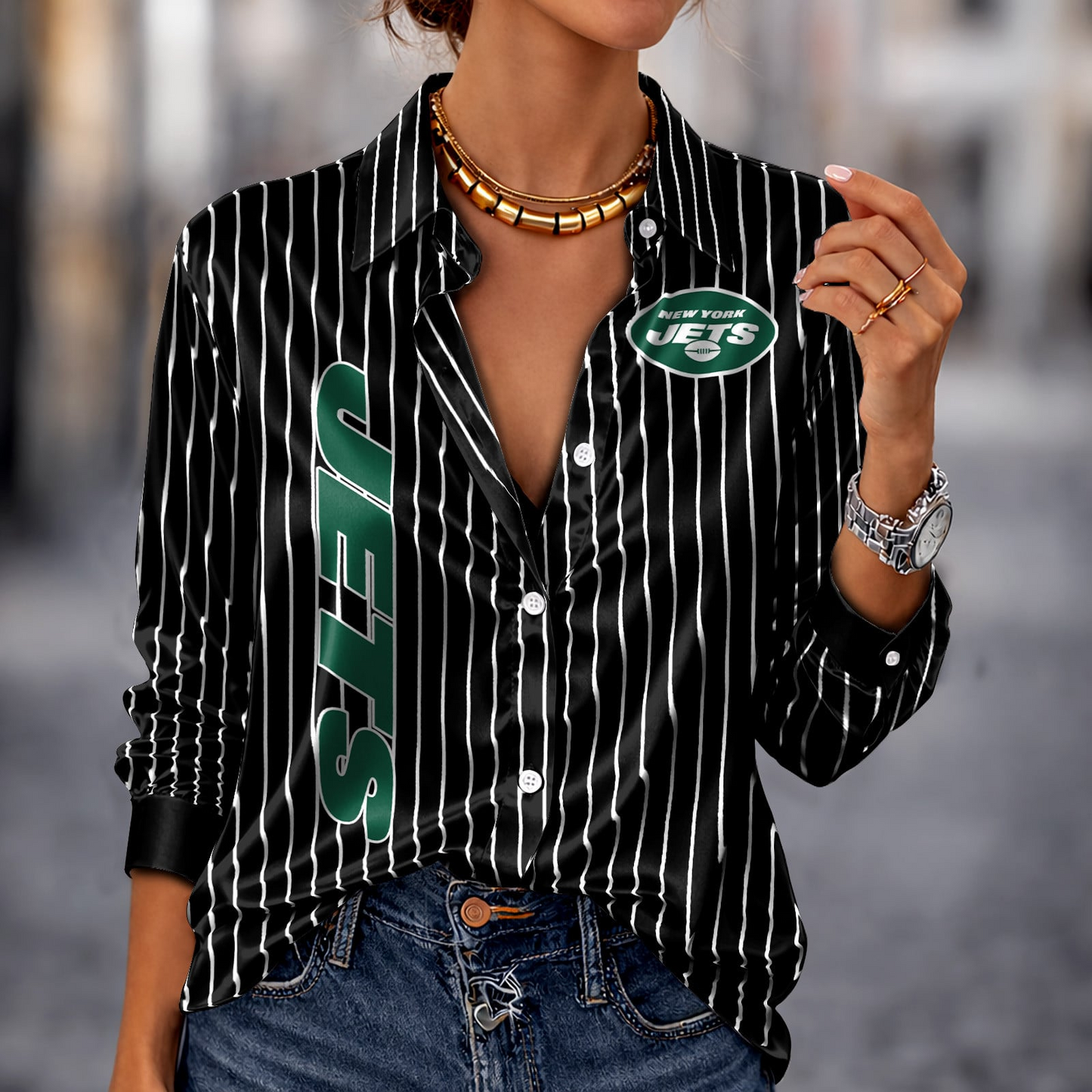 NYJ x NFL Premium Stripe Shirt DATND TANTD 010426 Black