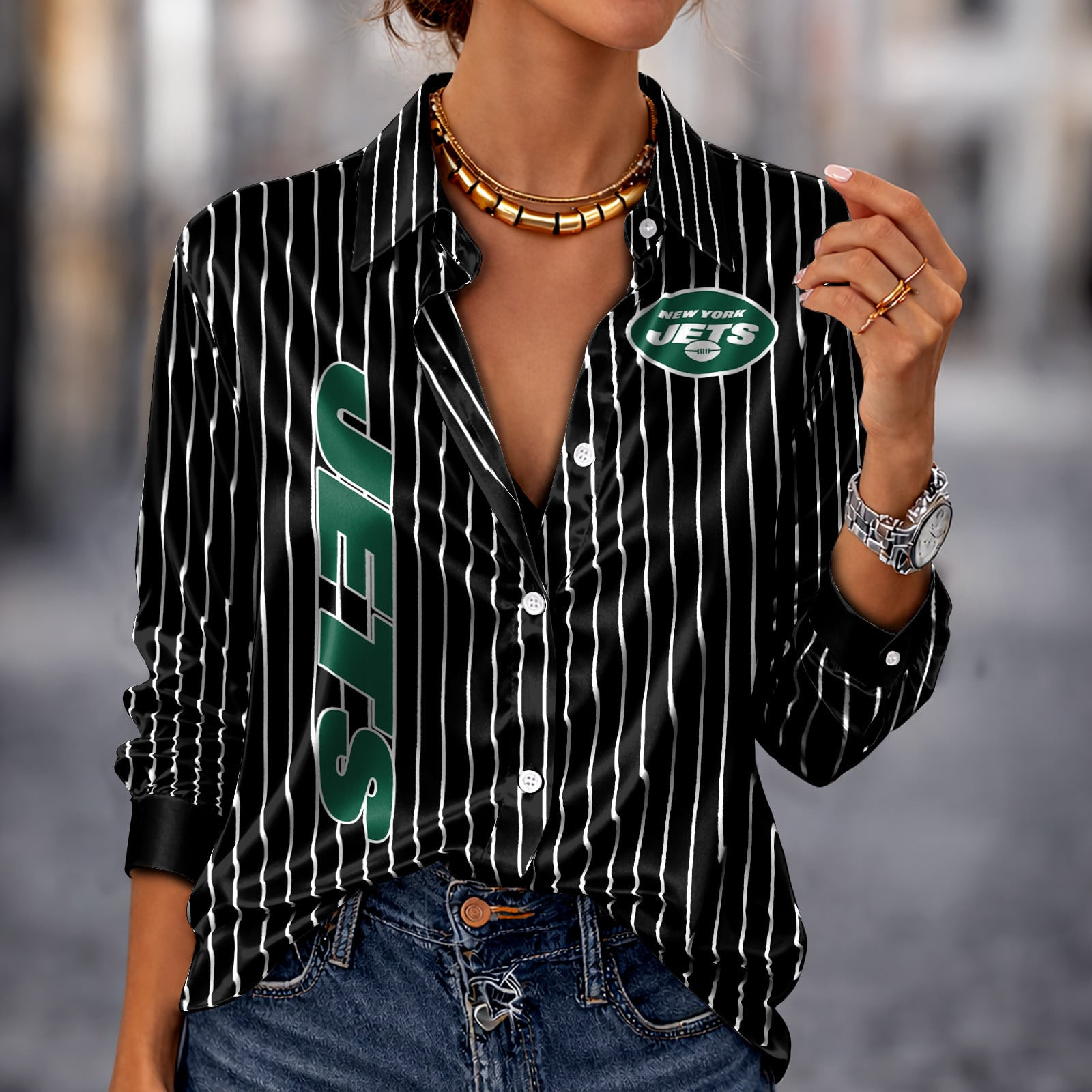NYJ x NFL Premium Stripe Shirt DATND TANTD 010426 Black