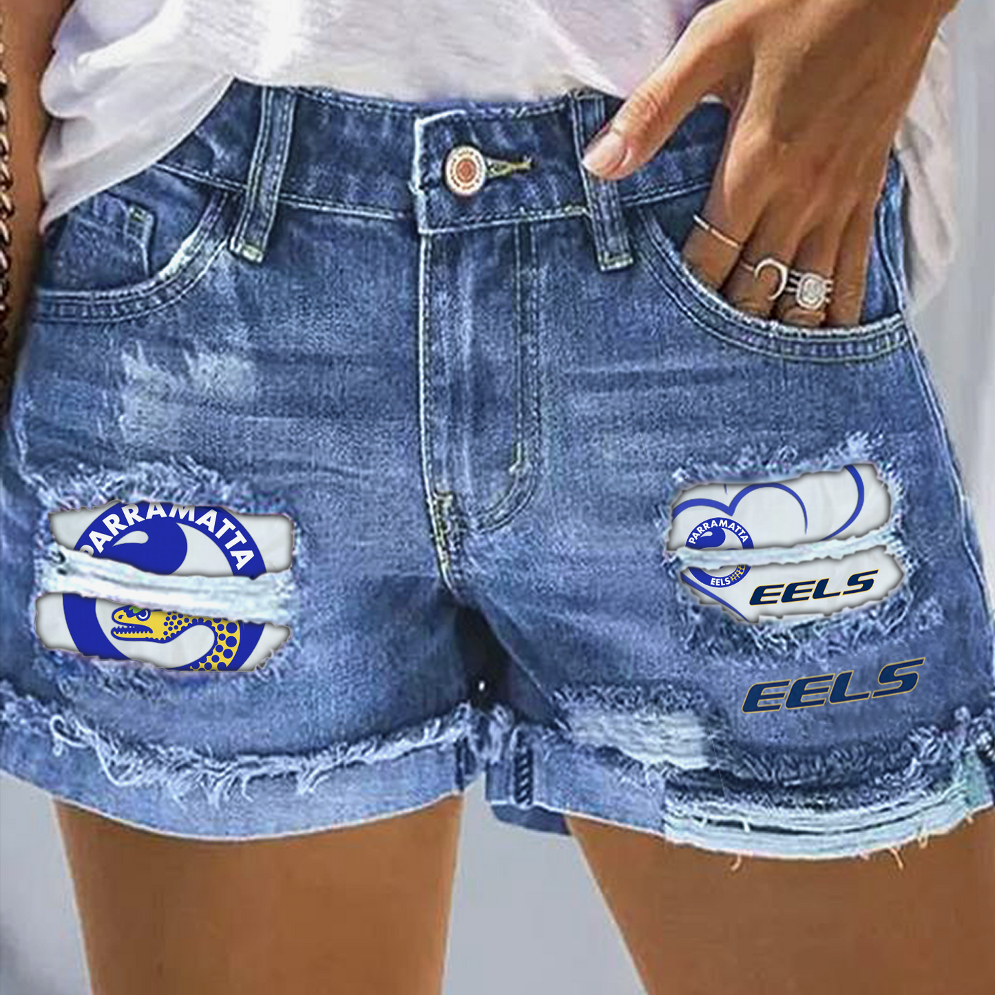 PAR x NRL Rip Print Fashion Denim Shorts 0904 DatND DVT