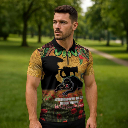 PEN x NRL Rugby ANZAC Day Zipper Polo Shirt Last Post Poppy We Will Remember Them LT14 DatND DVT