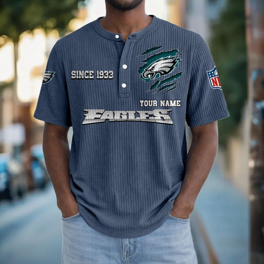 PHI x NFL Crew Neck Button Henley Tshirt 0405 DatND DVT