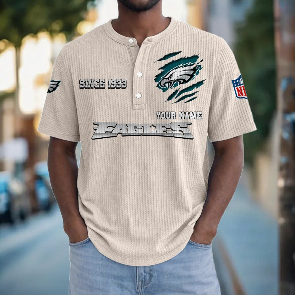 PHI x NFL Crew Neck Button Henley Tshirt 0405 DatND DVT