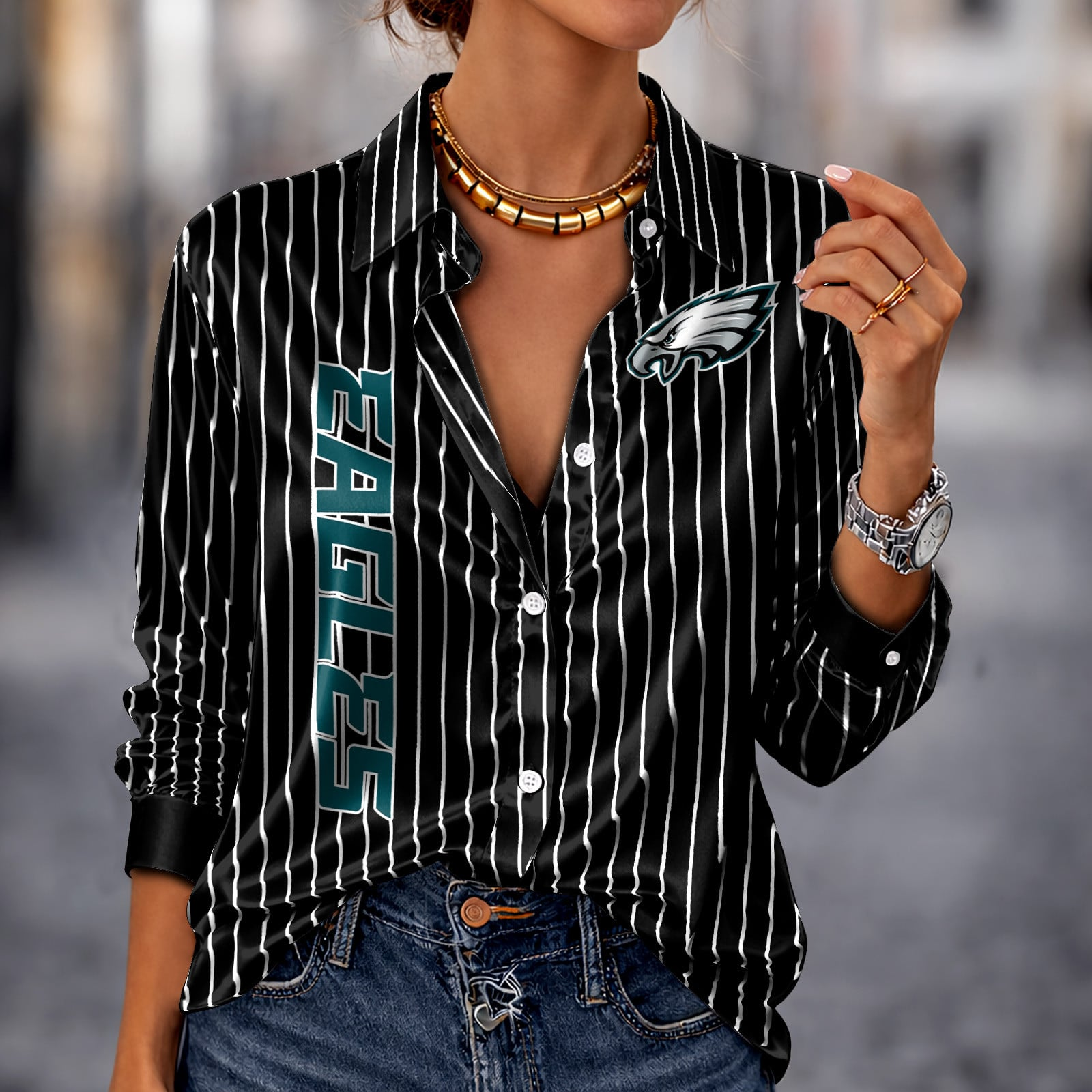 PHI x NFL Premium Stripe Shirt DATND TANTD 010426 Black