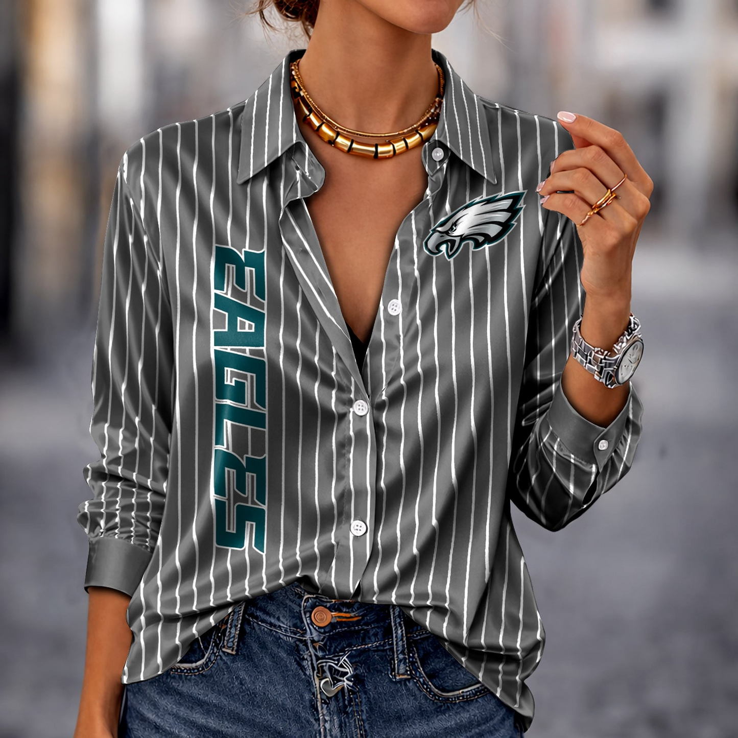 PHI x NFL Premium Stripe Shirt DATND TANTD 010426 Grey
