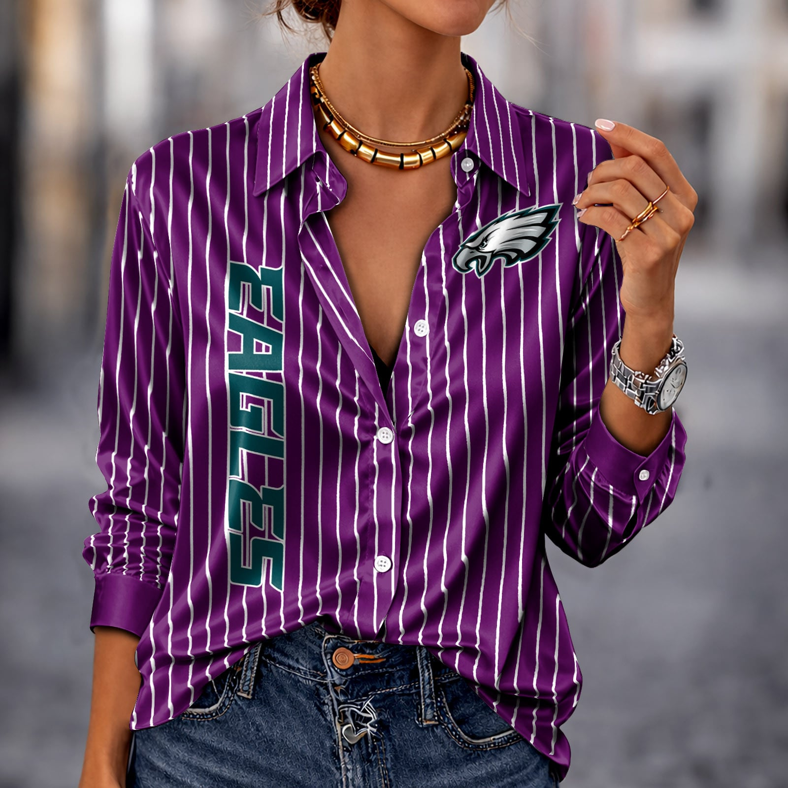 PHI x NFL Premium Stripe Shirt DATND TANTD 010426 Purple