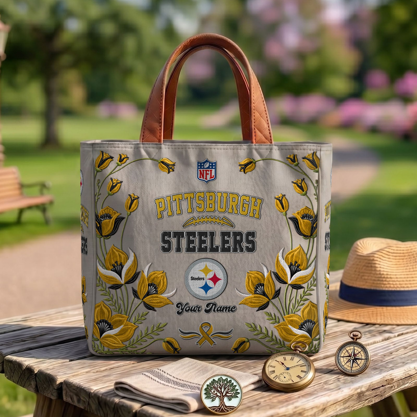 PIT x NFL Printed Canvas Tote Bag 1604 DatND DVT