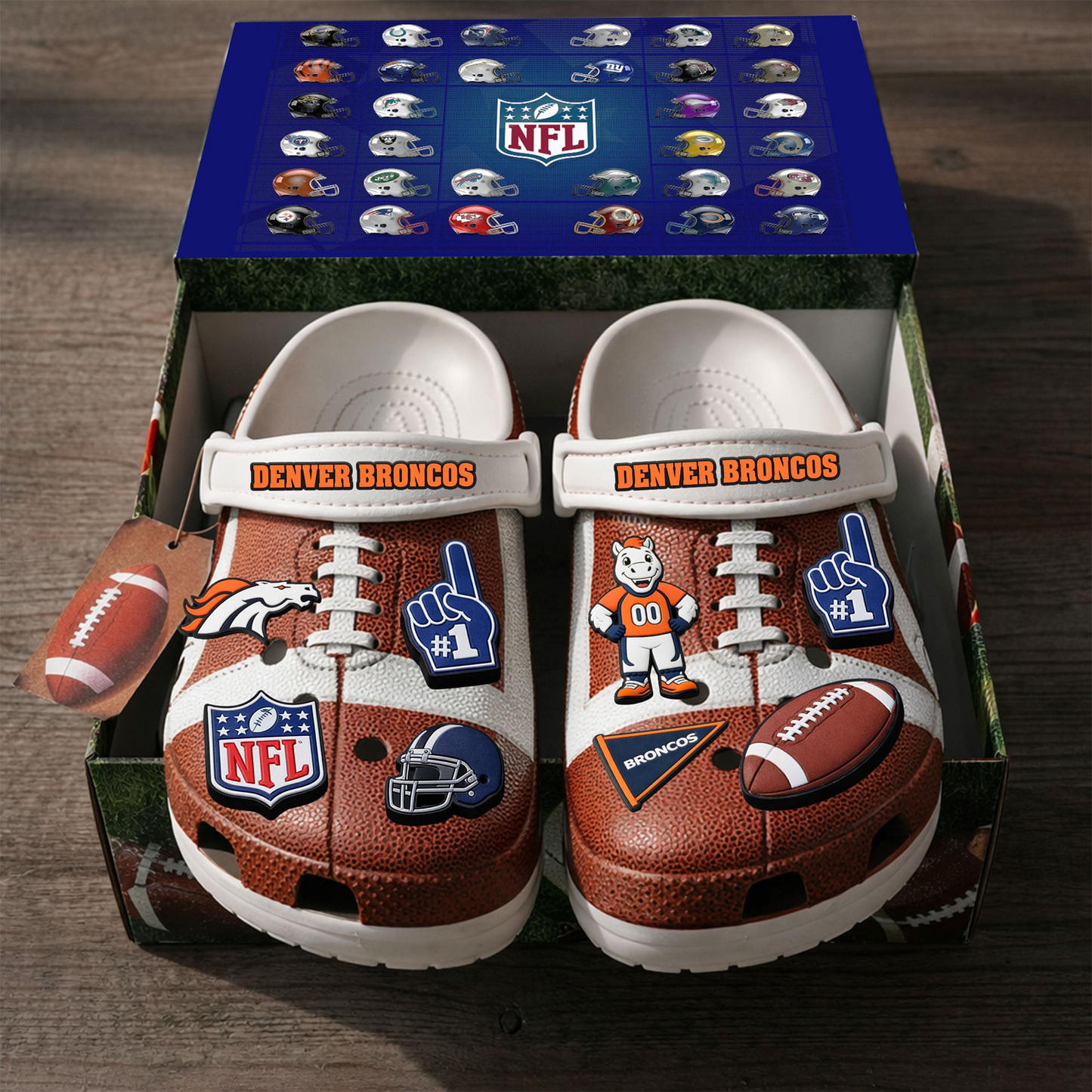 PREMIUM NFL x DEN CLOGS WITH CHARMS DATND TANTD 040426