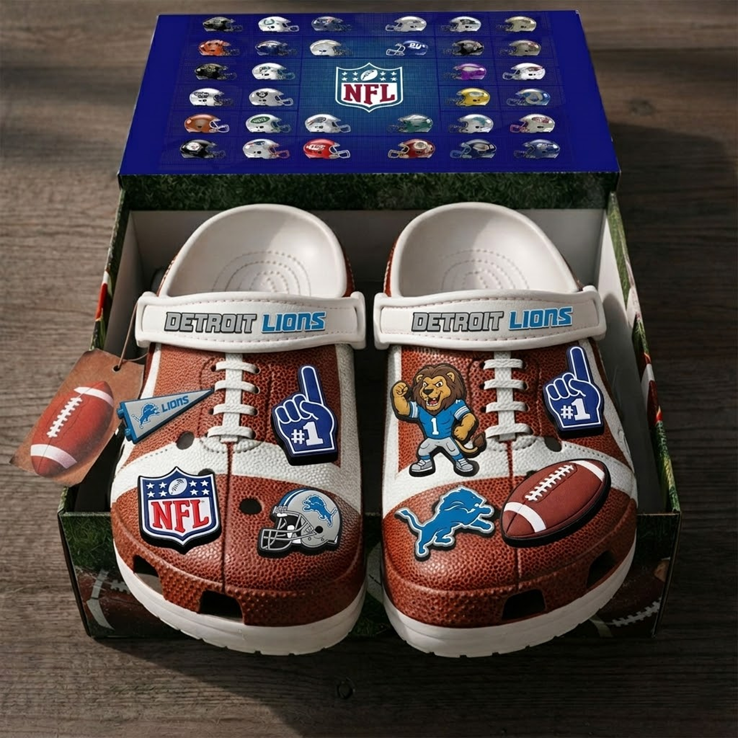 PREMIUM NFL x DET CLOGS WITH CHARMS DATND TANTD 040426