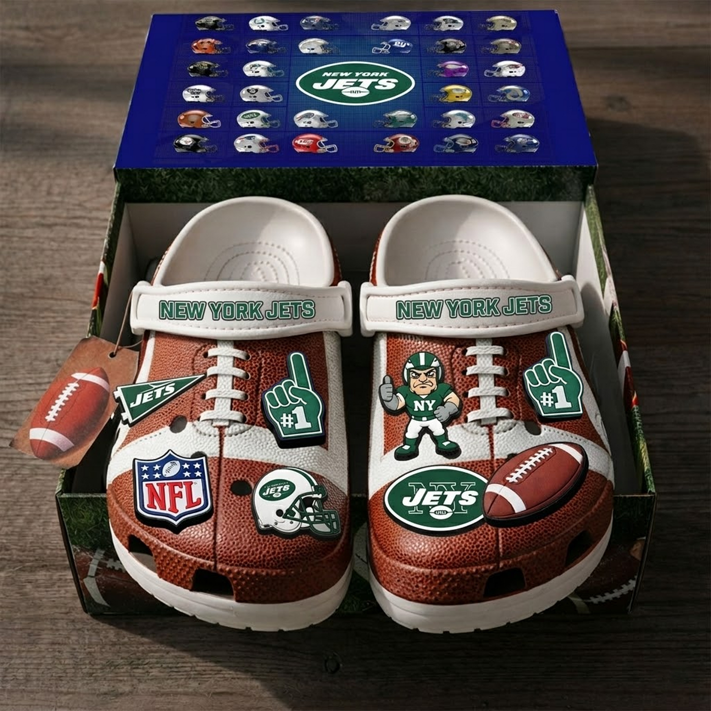 PREMIUM NFL x NYJ CLOGS WITH CHARMS DATND TANTD 040426