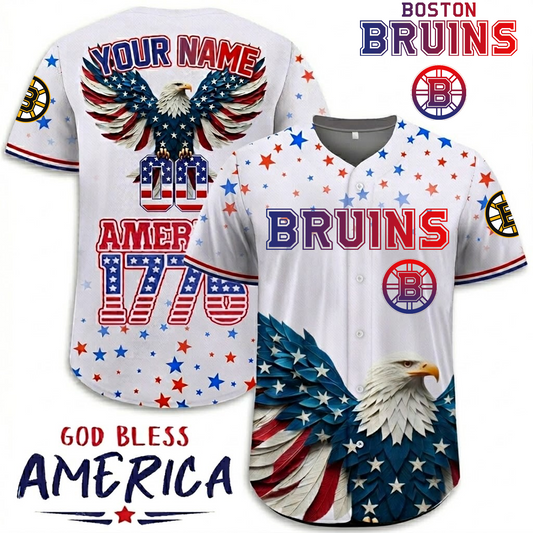 Premium BOS x NHL Independence Day Celebration 3D Baseball Jersey DATND TANTD 260326