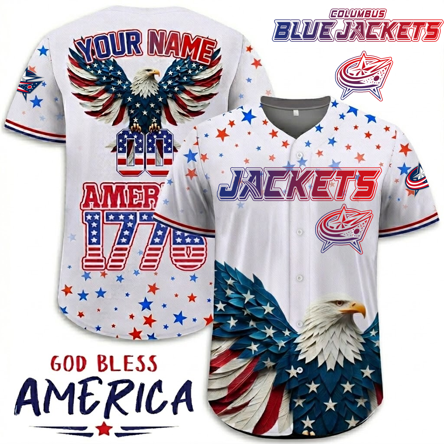 Premium CBJ x NHL Independence Day Celebration 3D Baseball Jersey DATND TANTD 260326