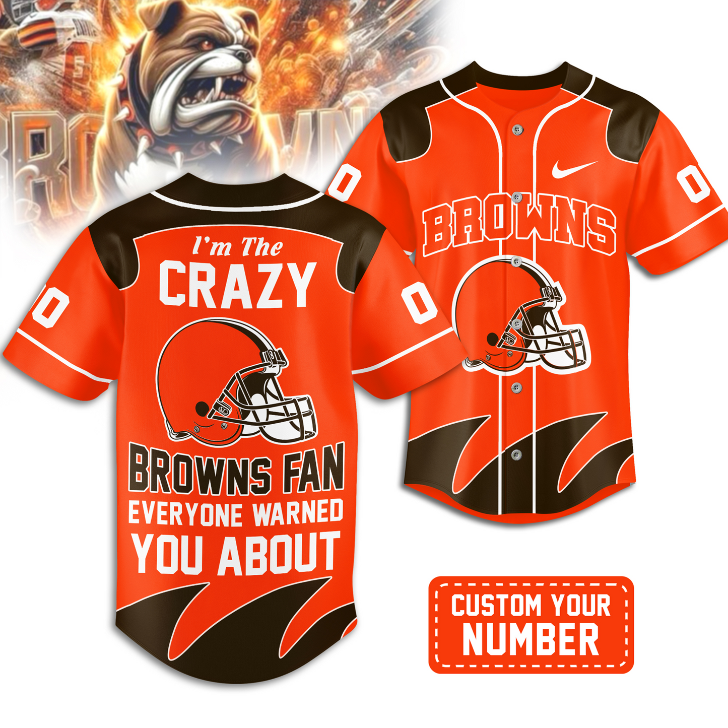 Premium CLE x NFL Crazy Football Fan Personalized Jersey DATND TANTD