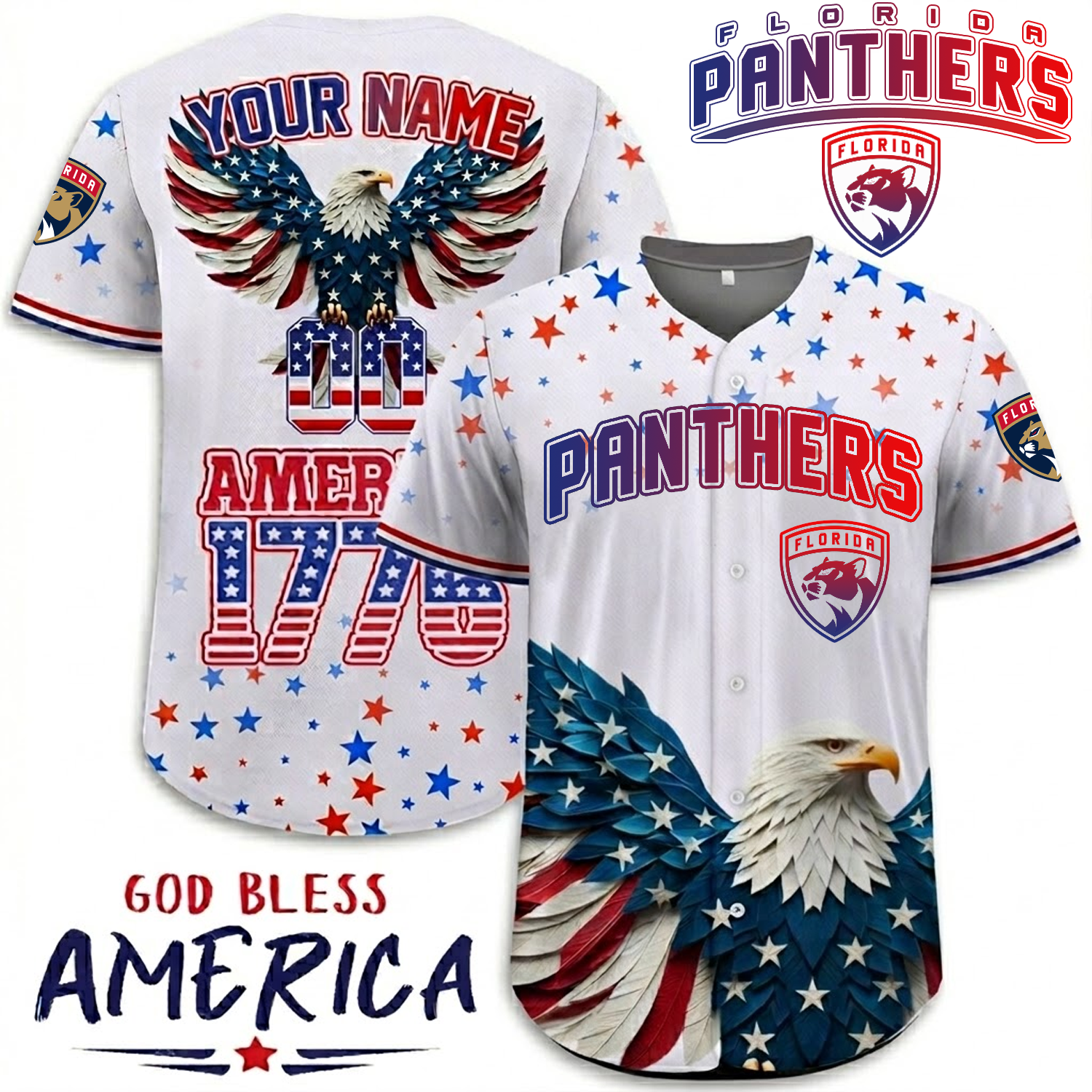 Premium FLA x NHL Independence Day Celebration 3D Baseball Jersey DATND TANTD 260326