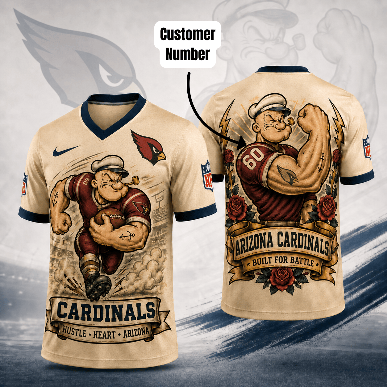 Premium NFL ARI Popeye Vintage Tattoo T-shirt V1 NMD 050526 TTV