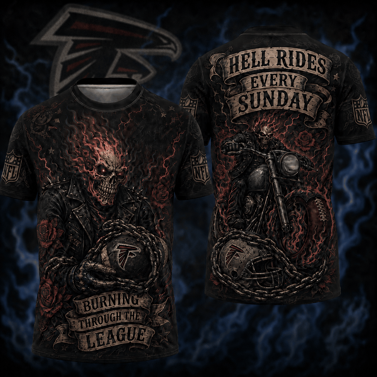Premium NFL ATL Ghost Rider Tattoo T-shirt V3 NMD 080526 TTV