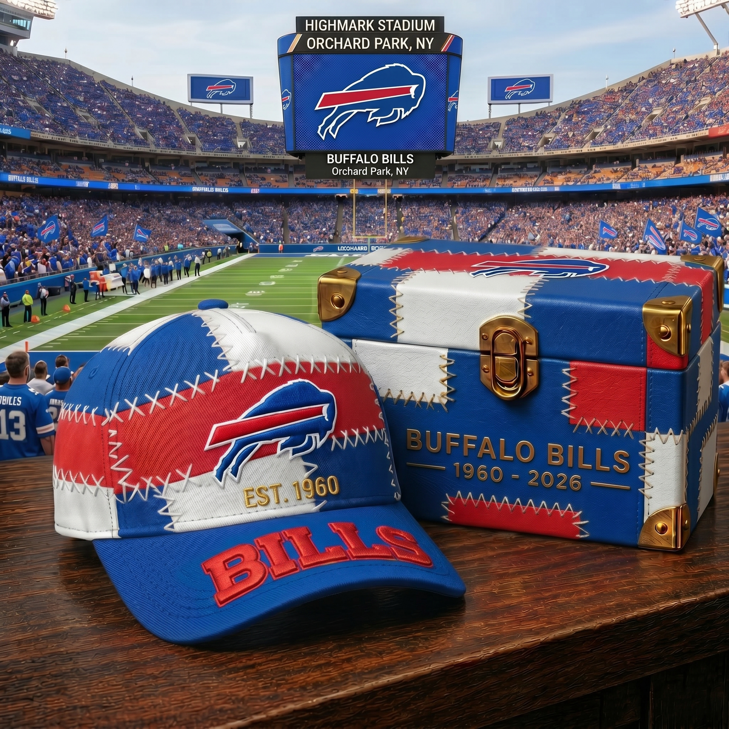 Premium NFL BUF Patchwork Snapback Cap V33 NMD 270426 TTV