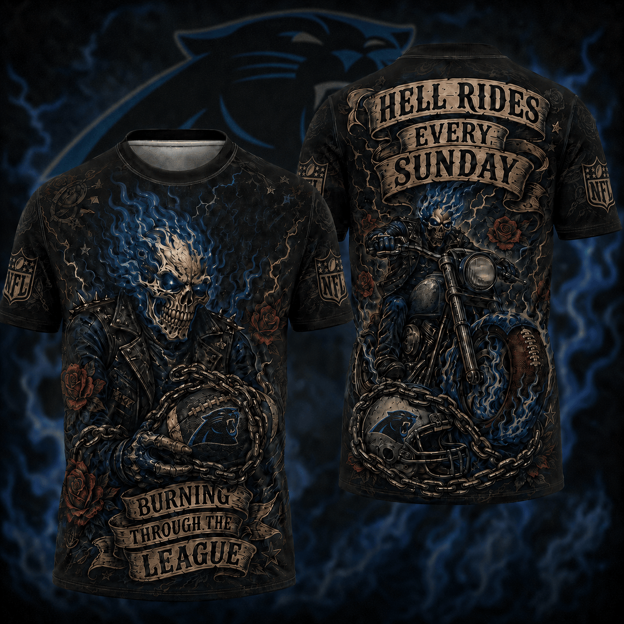 Premium NFL CAR Ghost Rider Tattoo T-shirt V3 NMD 080526 TTV