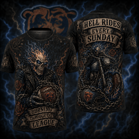 Premium NFL CHI Ghost Rider Tattoo T-shirt V3 NMD 080526 TTV