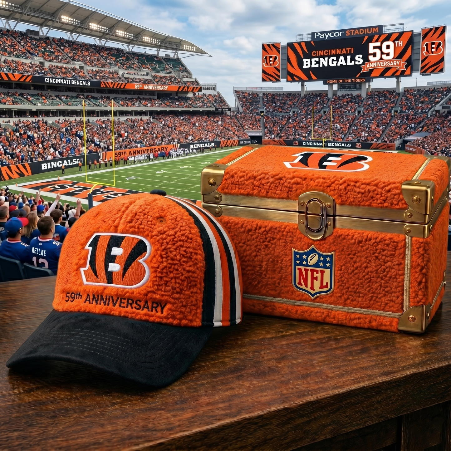 Premium NFL CIN Anniversary Sherpa Fleece Cap V26 NMD 150426 TTV