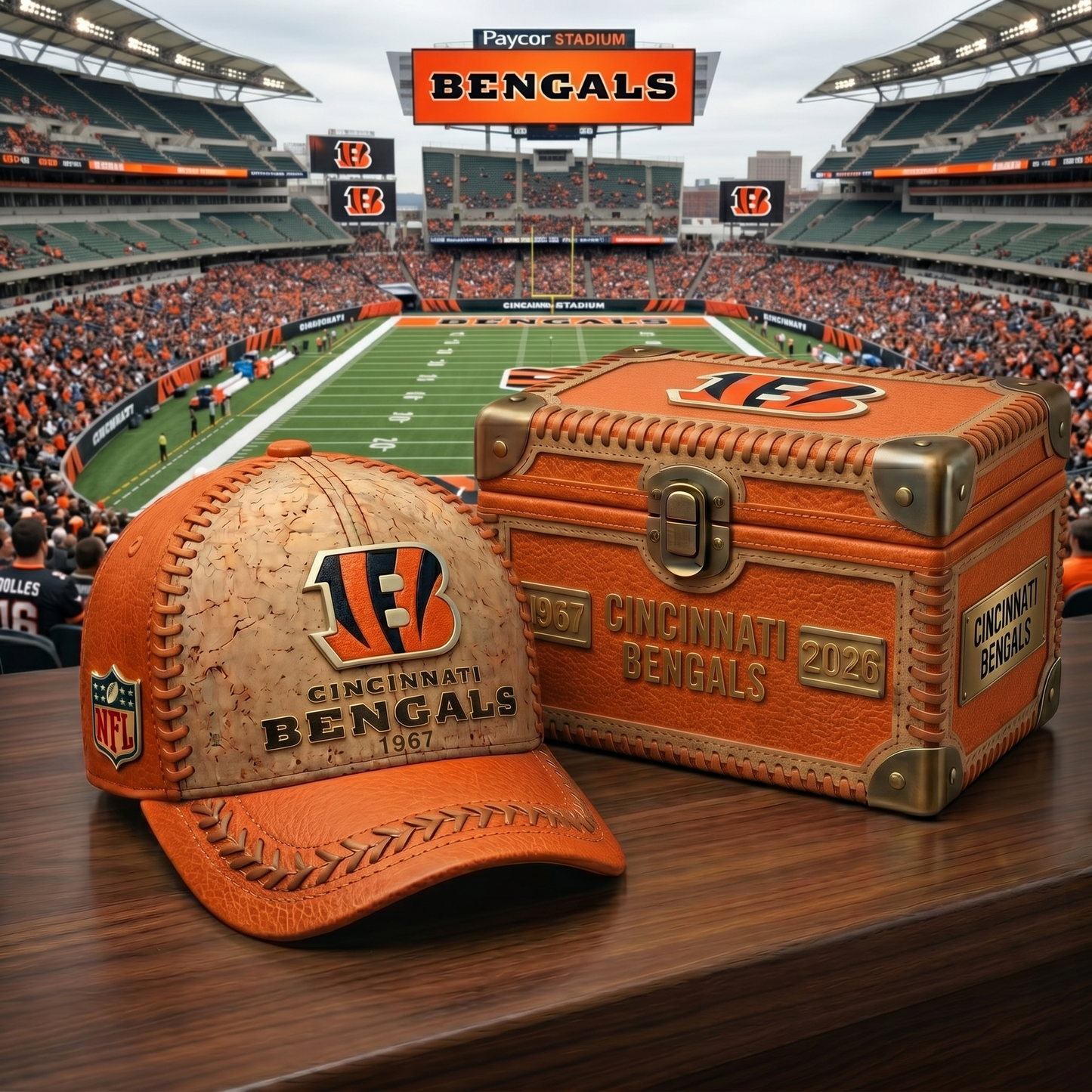 Premium NFL CIN Cork Leather Cap V32 NMD 250426 TTV