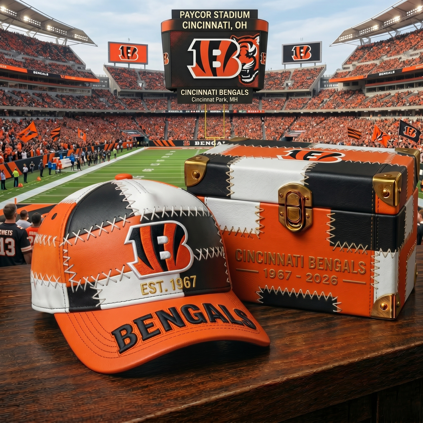 Premium NFL CIN Patchwork Snapback Cap V33 NMD 270426 TTV