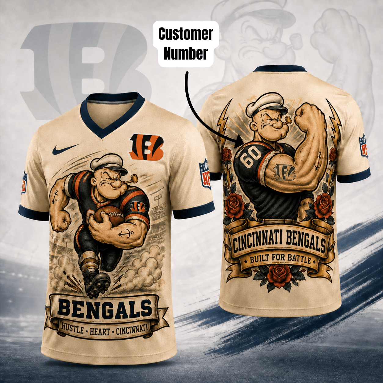 Premium NFL CIN Popeye Vintage Tattoo T-shirt V1 NMD 050526 TTV