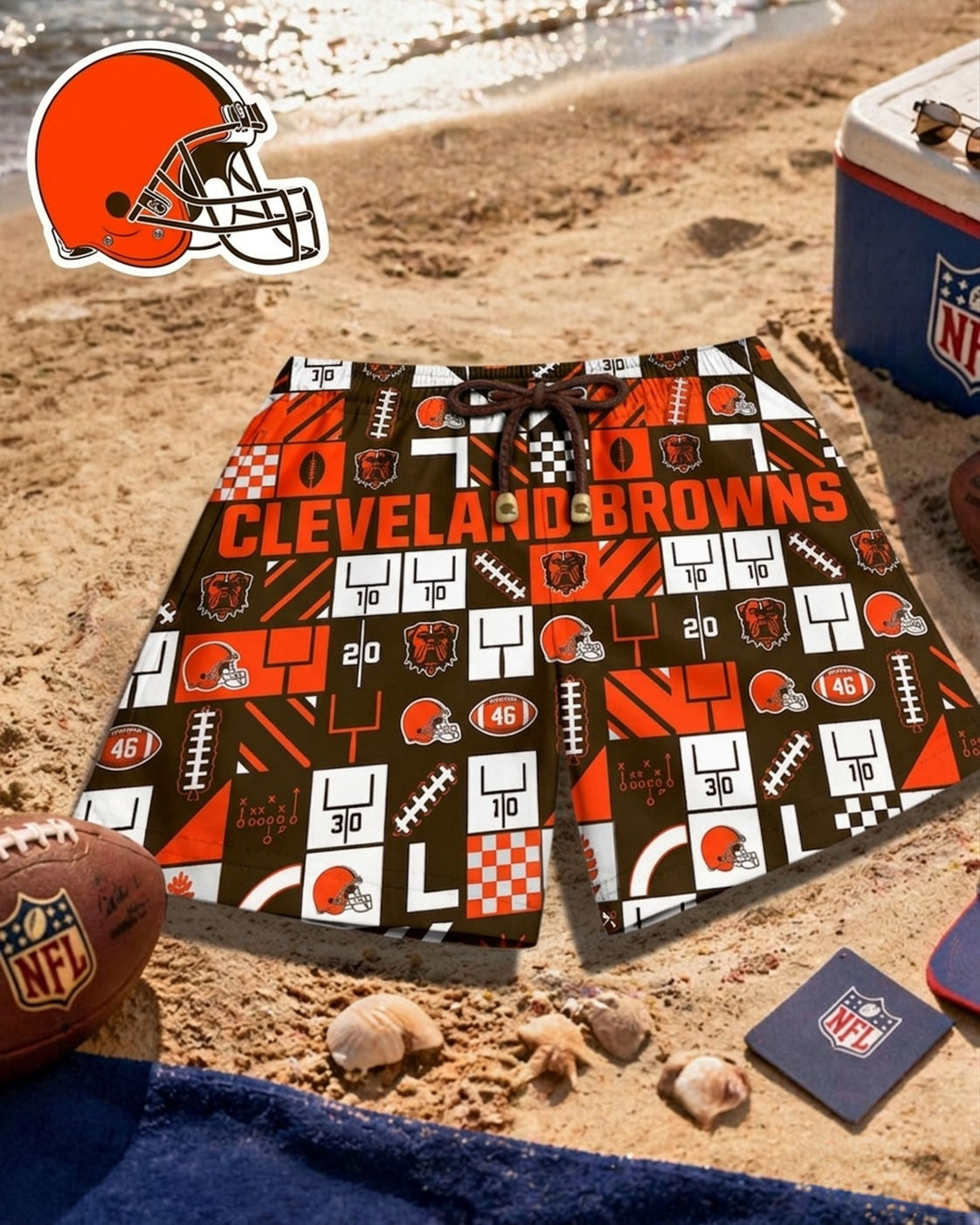 Premium NFL CLE Beach Shorts V1 NMD 270426 TTV
