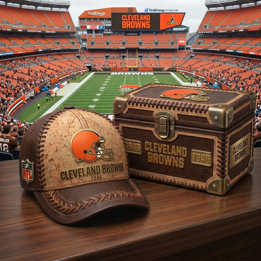 Premium NFL CLE Cork Leather Cap V32 NMD 250426 TTV