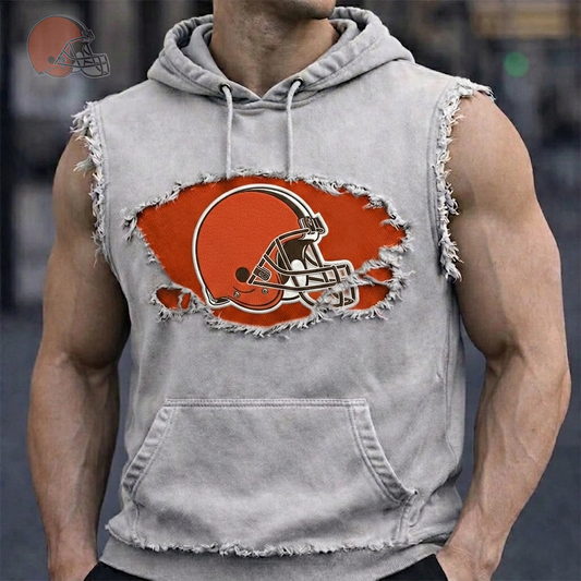 Premium NFL CLE Distressed Hooded Tank V1 NMD 210426 TTV