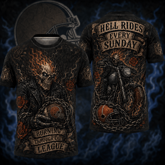 Premium NFL CLE Ghost Rider Tattoo T-shirt V3 NMD 080526 TTV