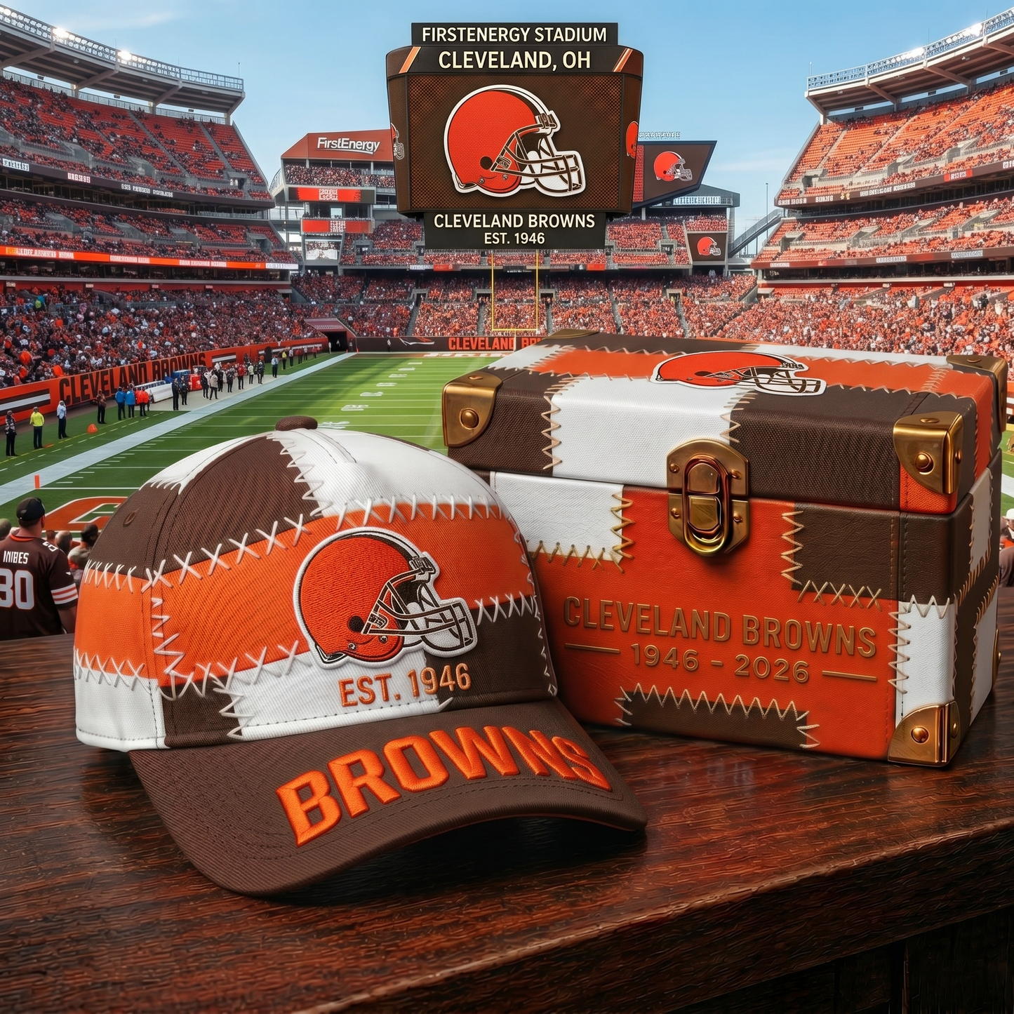 Premium NFL CLE Patchwork Snapback Cap V33 NMD 270426 TTV