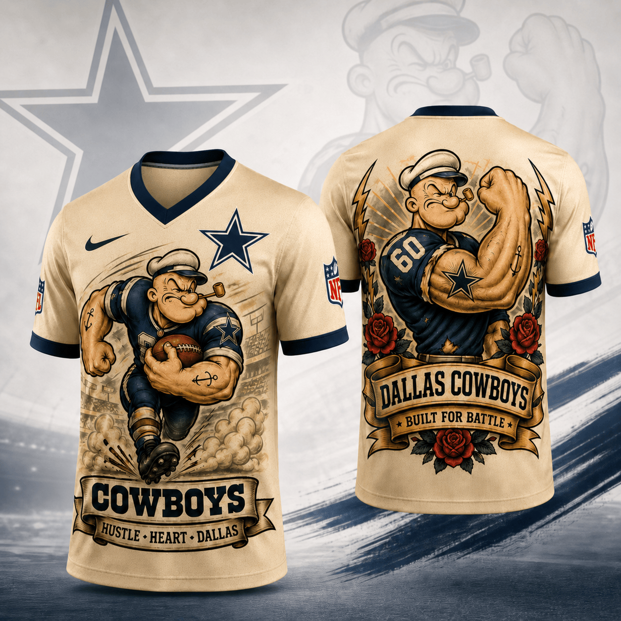 Premium NFL DAL Popeye Vintage Tattoo T-shirt V1 NMD 050526 TTV