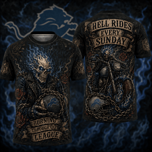 Premium NFL DET Ghost Rider Tattoo T-shirt V3 NMD 080526 TTV